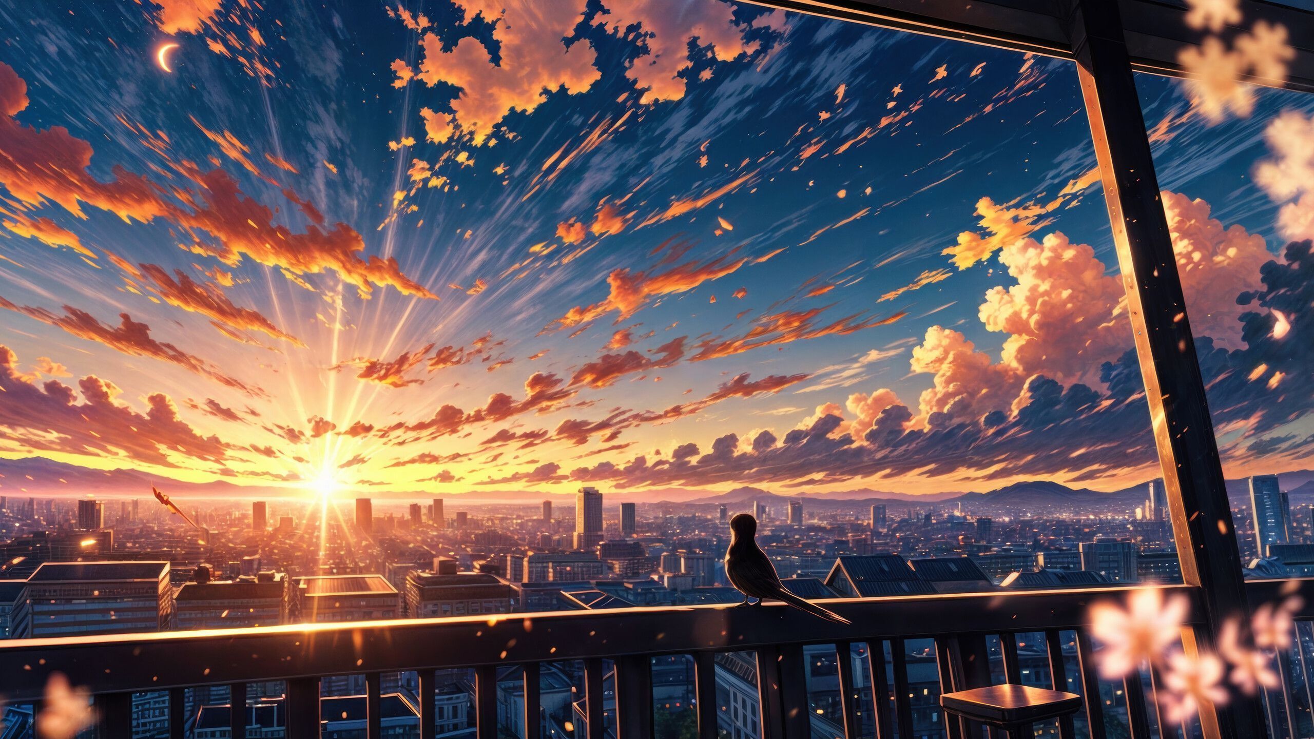 2560x1440 Sky Anime Art Scenery Wallpaper 4K HD