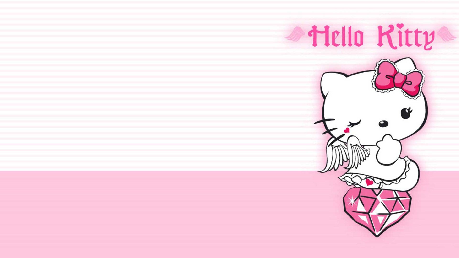 1920x1080 White Hello Kitty With Diamond In White