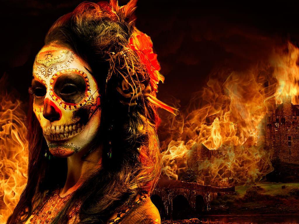 Download Commemorating Day of the Dead with Colorful Catrina Skulls   Wallpaperscom