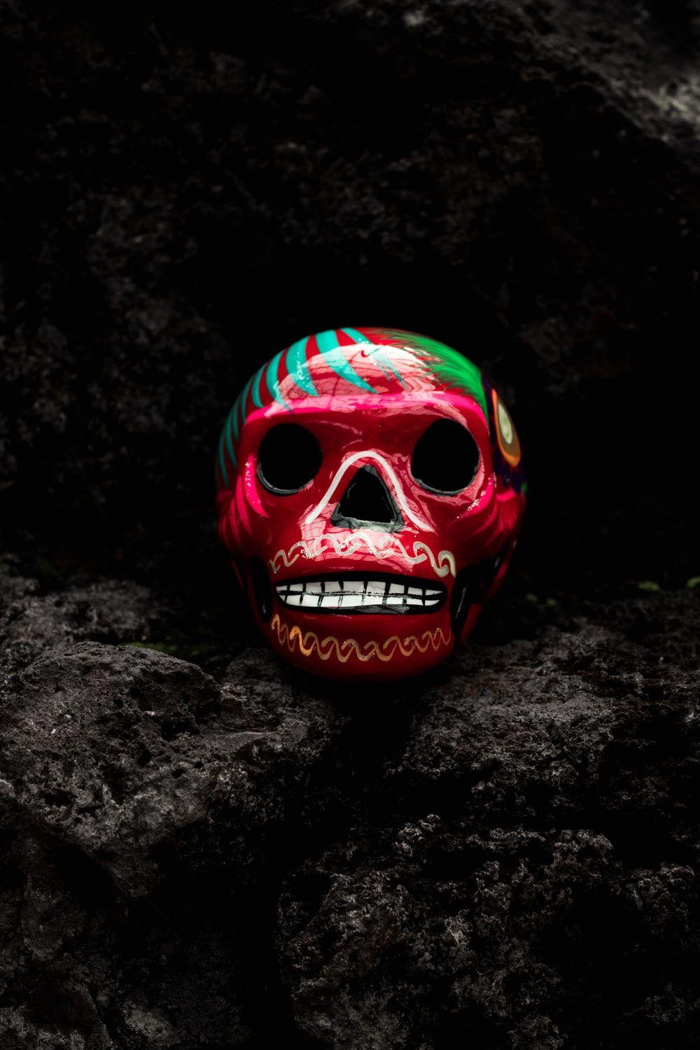 1000x1500 person with skull face paint and umbrella photo