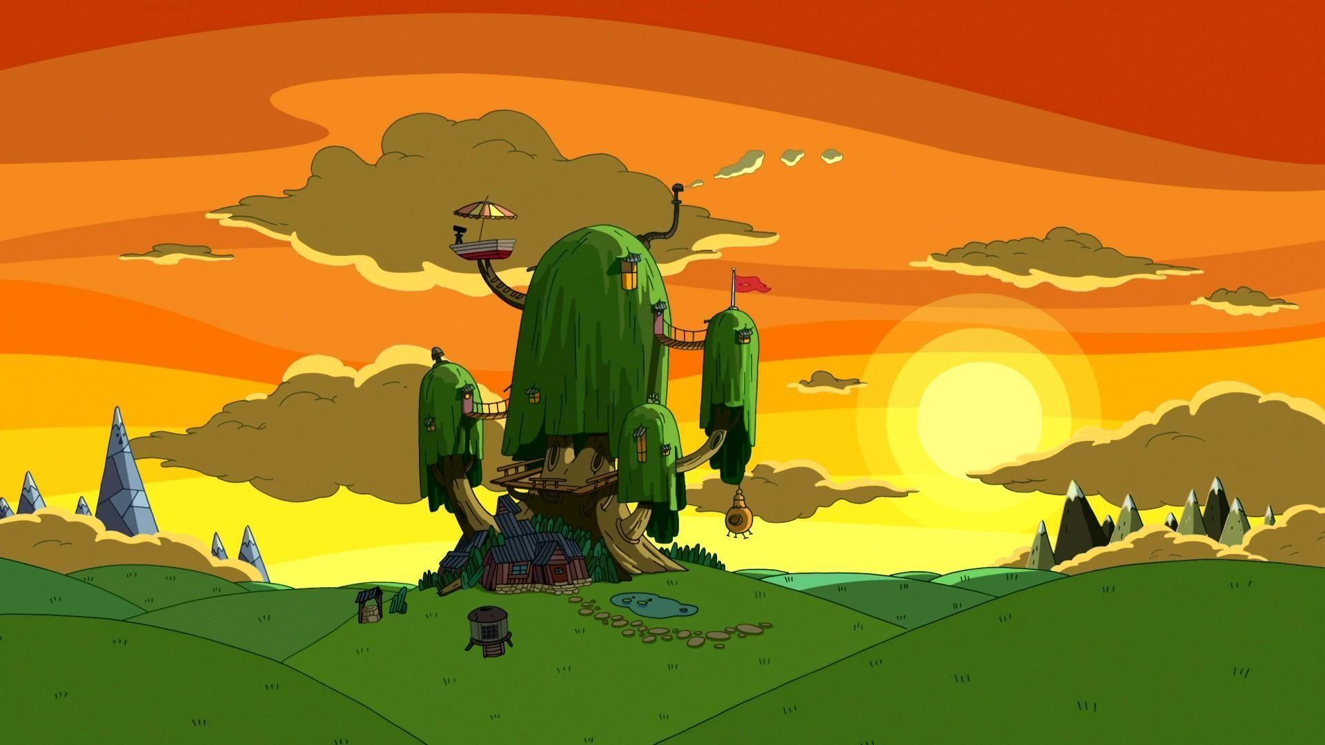 1920x1080 Cartoon Sunset Wallpaper