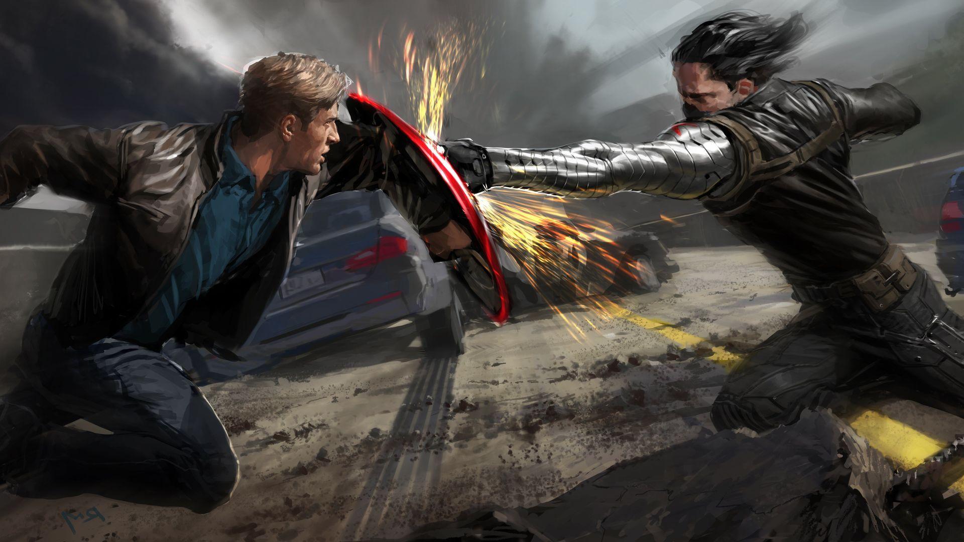 1920x1080 Steve Rogers And Winter Solider Artwork Laptop