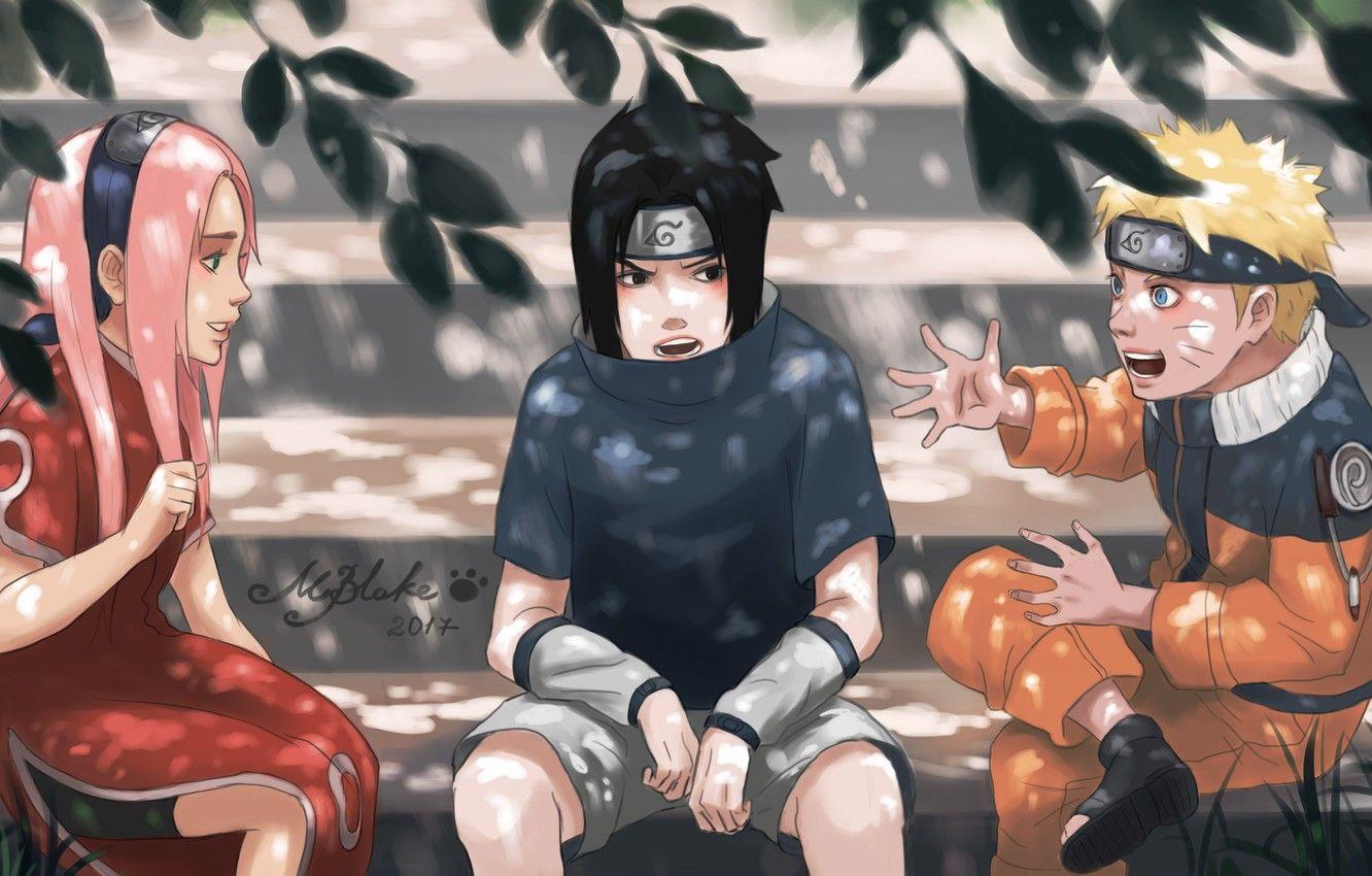 1332x850 Wallpaper naruto, art, team Uchiha Sasuke, Haruno Sakura, Uzumaki Naruto, by BlackMarlb0r0 image for desktop, section прочее