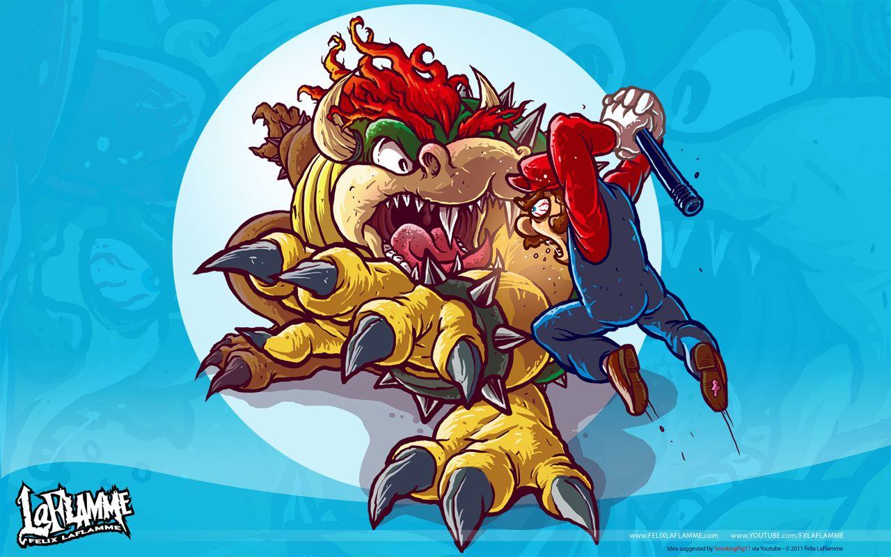 The Super Mario Bros. Movie Bowser Wallpaper - Cat with Monocle