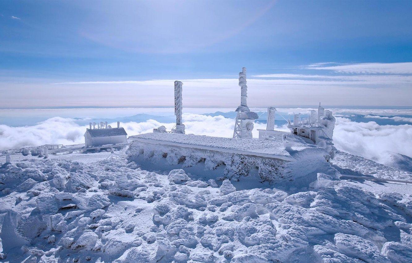 1332x850 Wallpaper snow, USA, Observatory, New Hampshire, mount