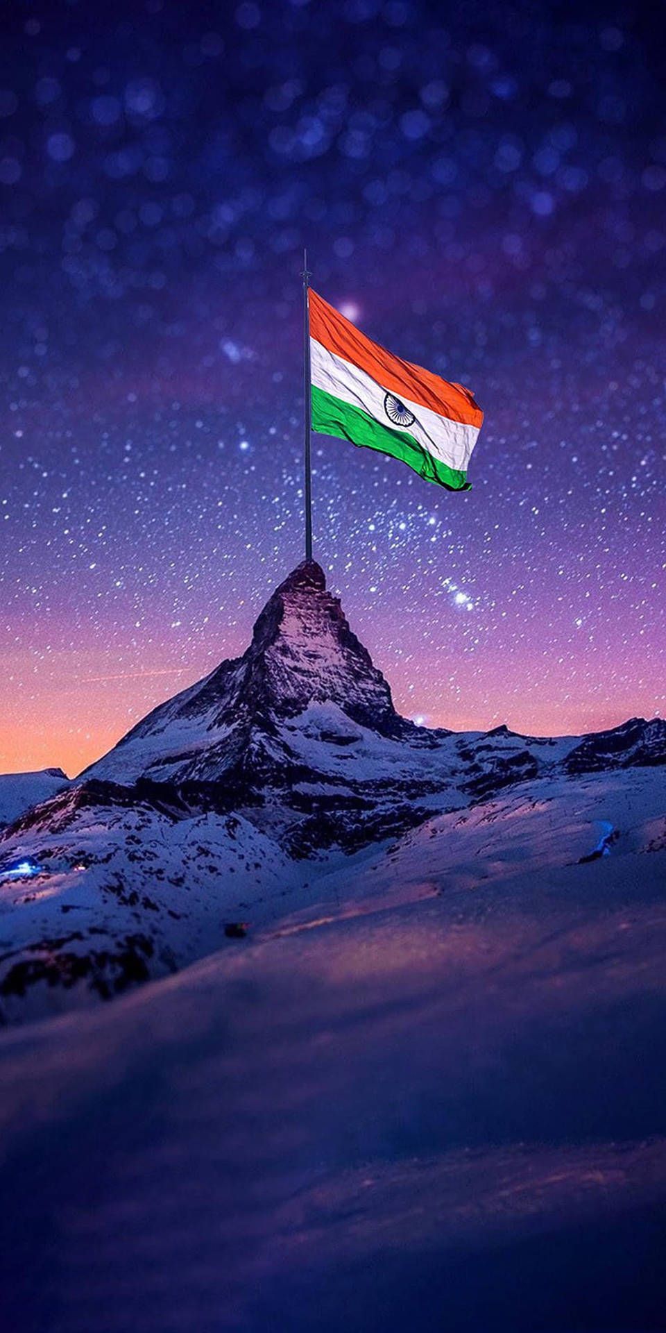 960x1920 Starry Mountain Indian Flag Mobile