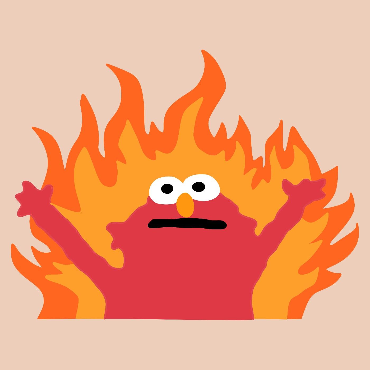 1400x1400 Elmo on Fire Meme