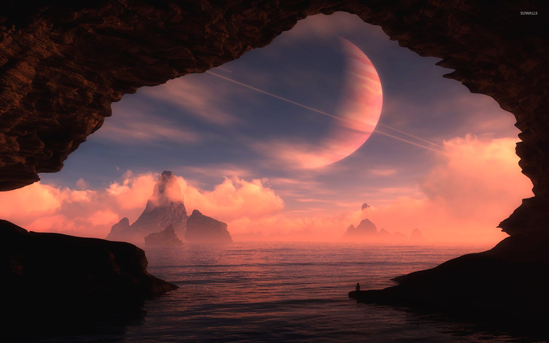 1920x1200 View from a cave wallpaper