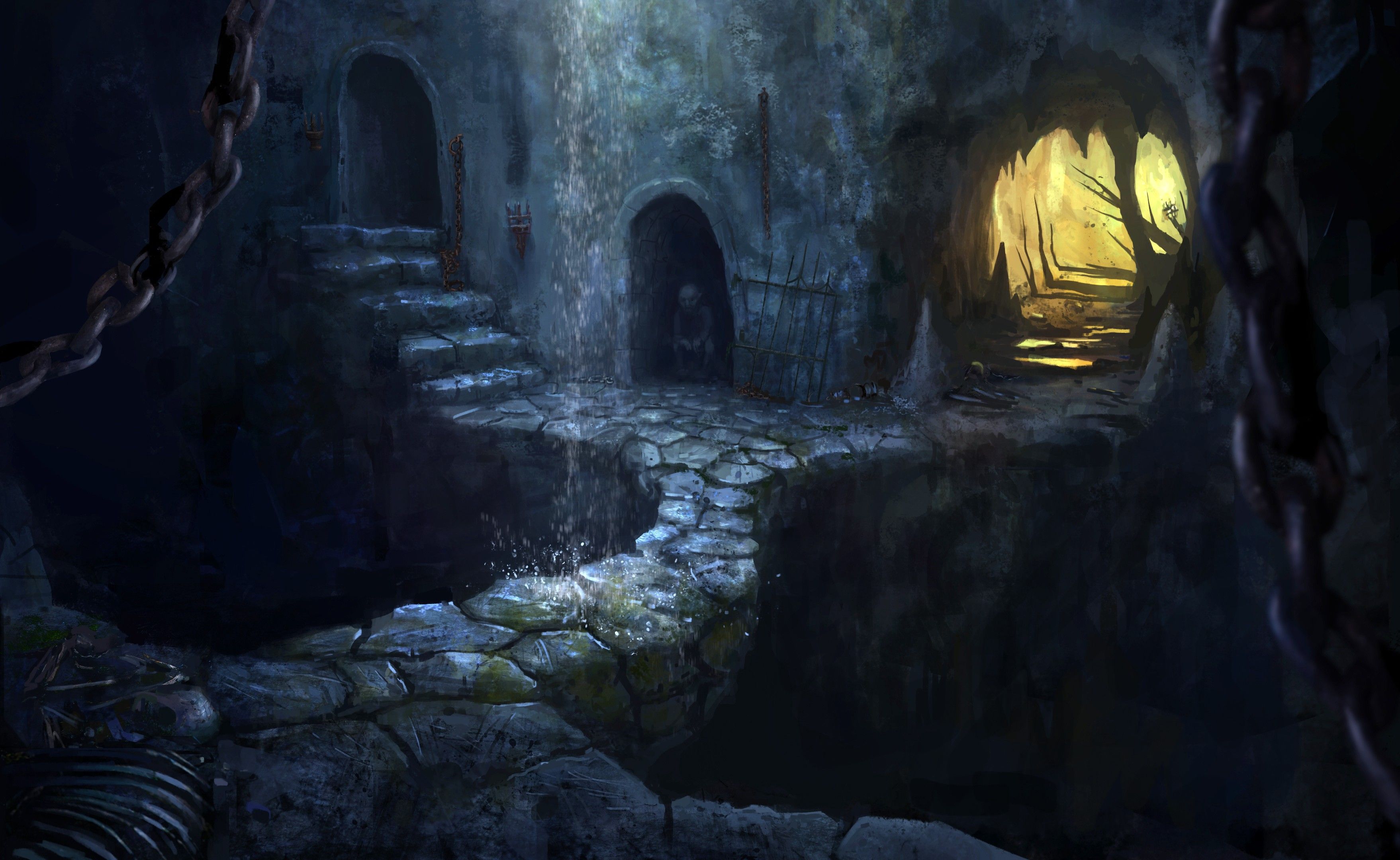 3515x2160 Dark Cave Wallpaper
