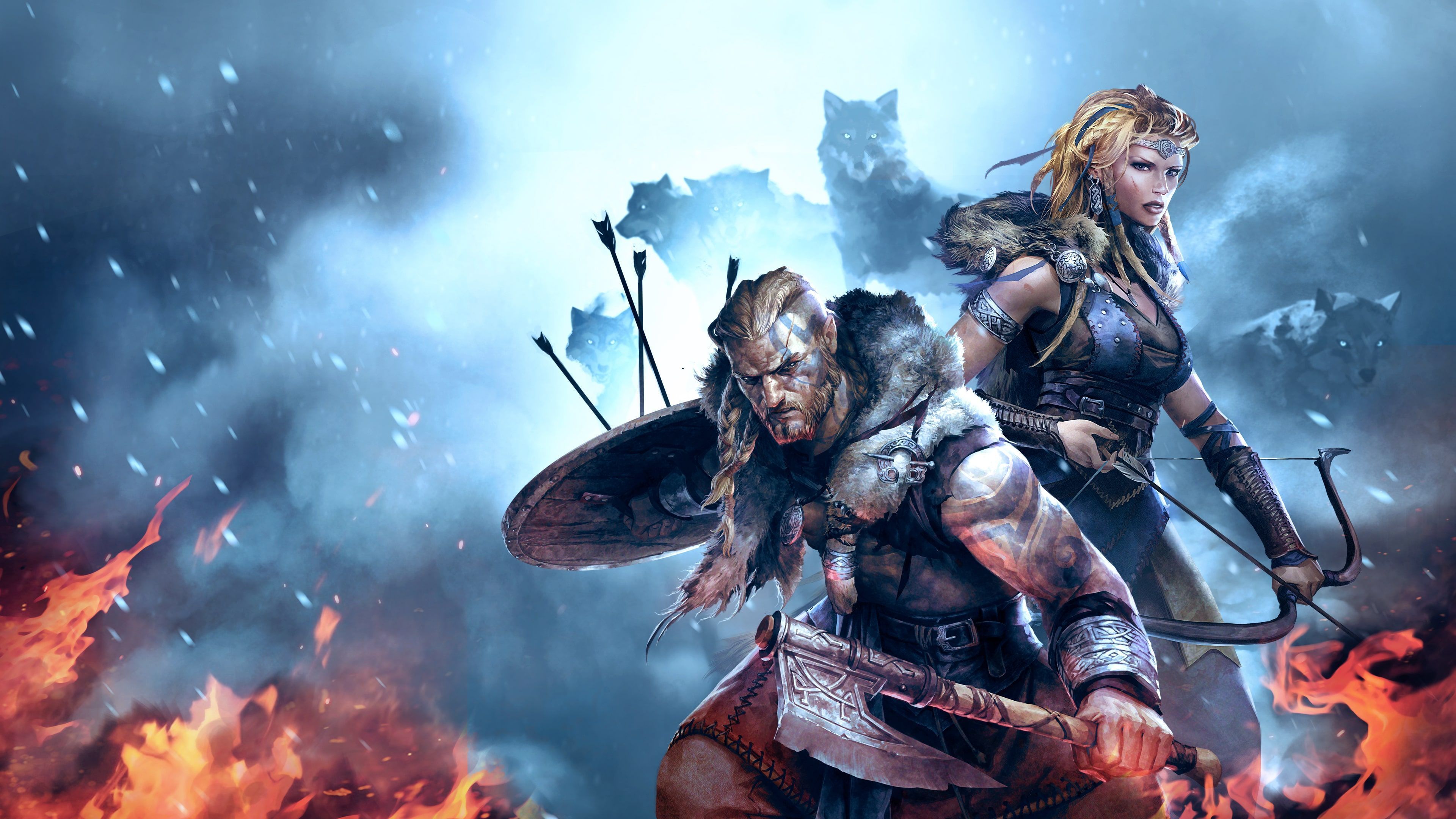 3840x2160 Video games shop with vikings