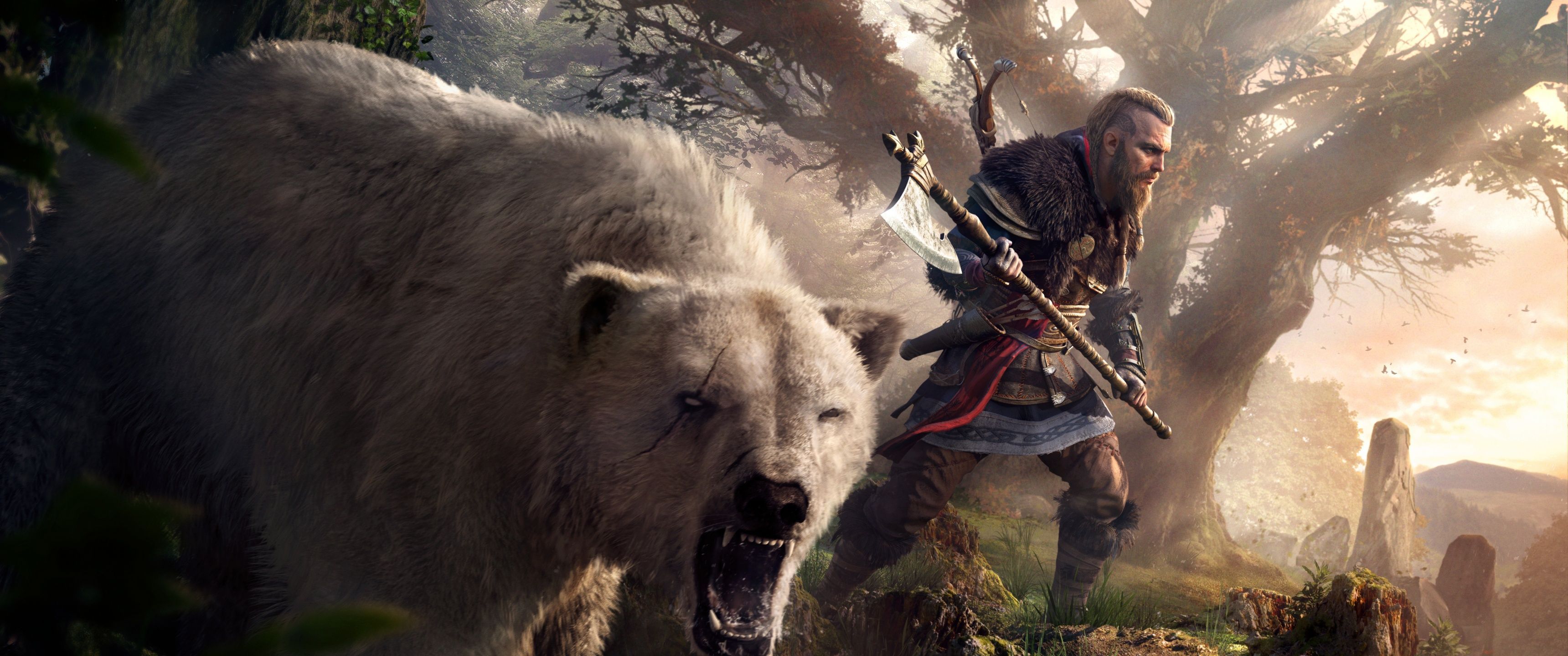 3440x1440 Eivor Wallpaper 4K, Viking raider