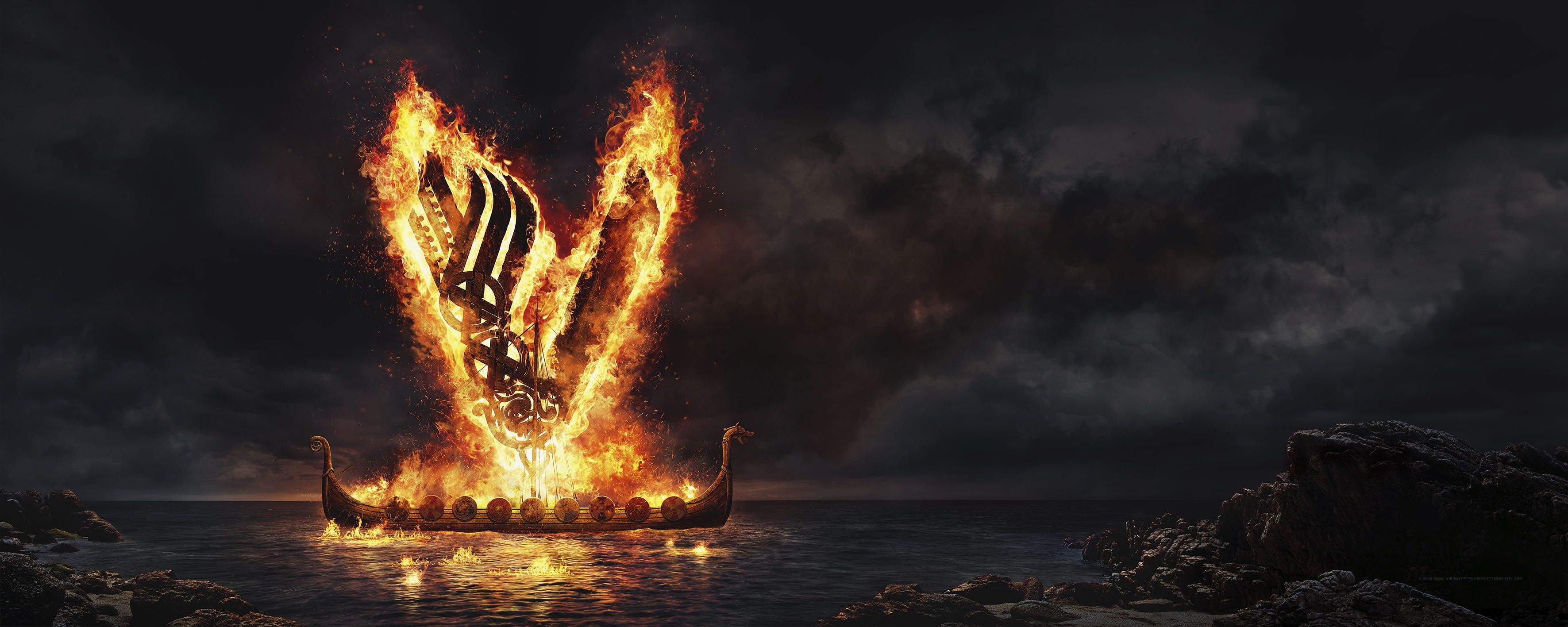 3543x1417 Drakkar TV Show Vikings (2013) HD Wallpaper
