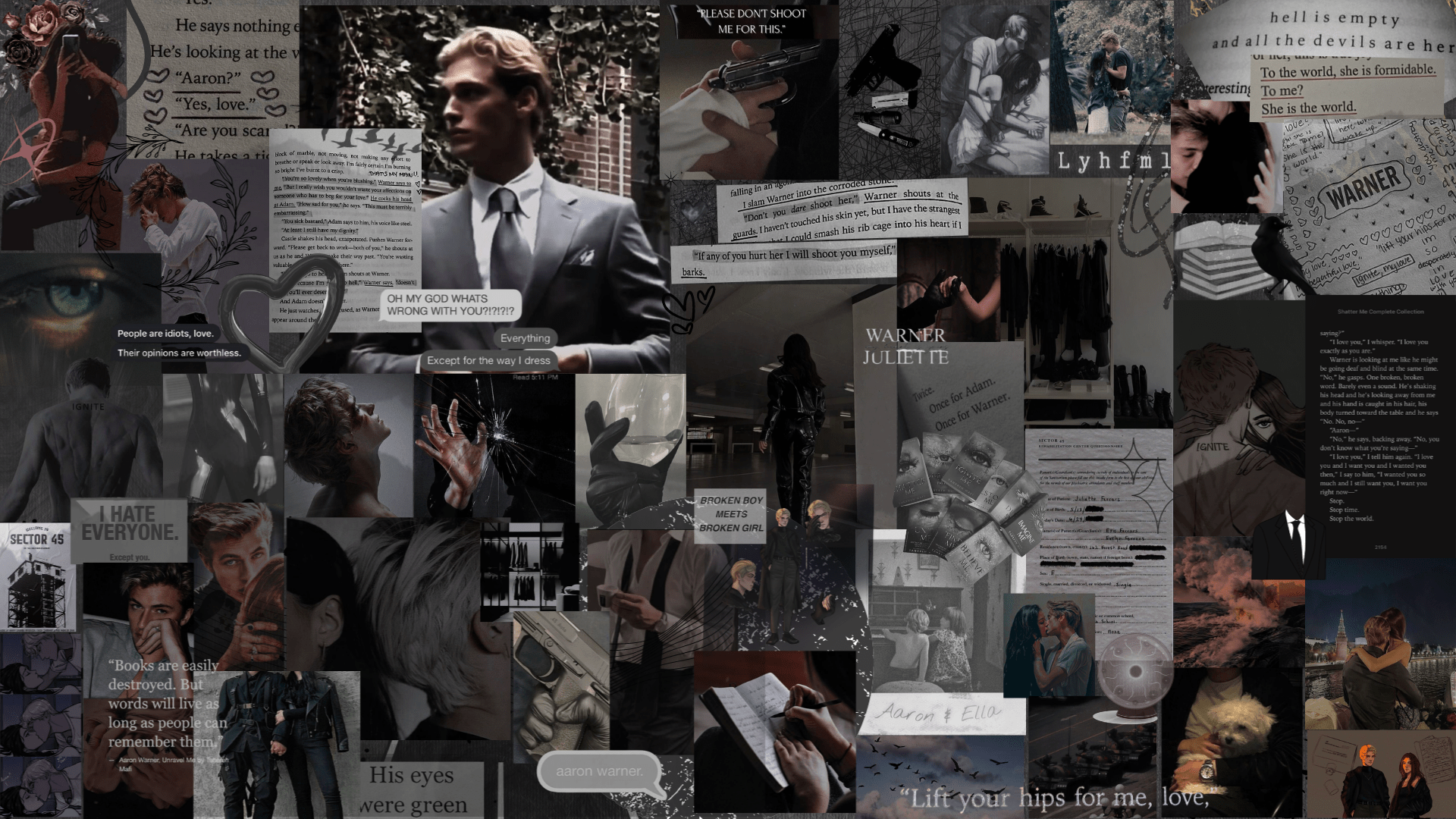 1920x1080 Shatter me aesthetic collage. warnette