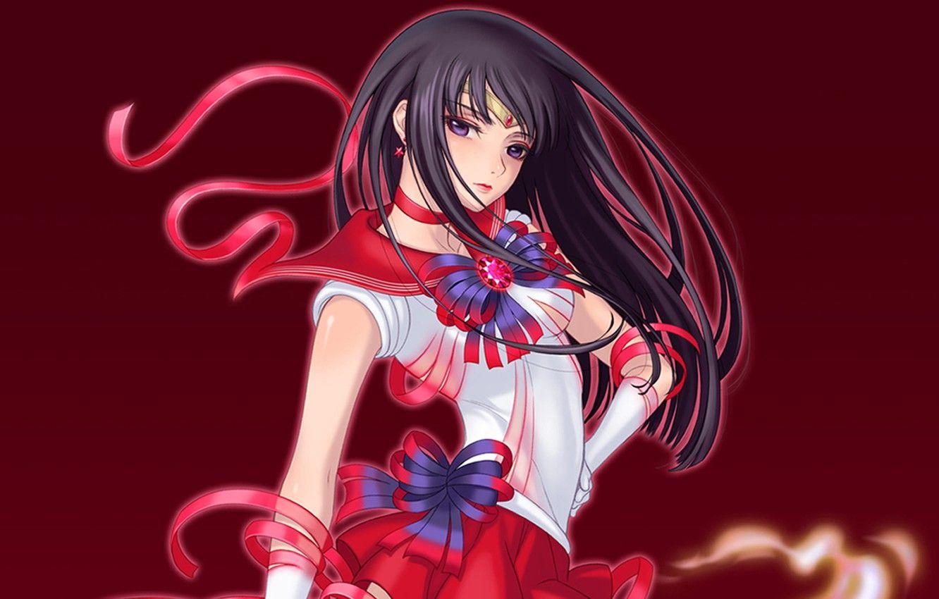 1332x850 Wallpaper girl, red, fire, form, sailor mars, Bishoujo