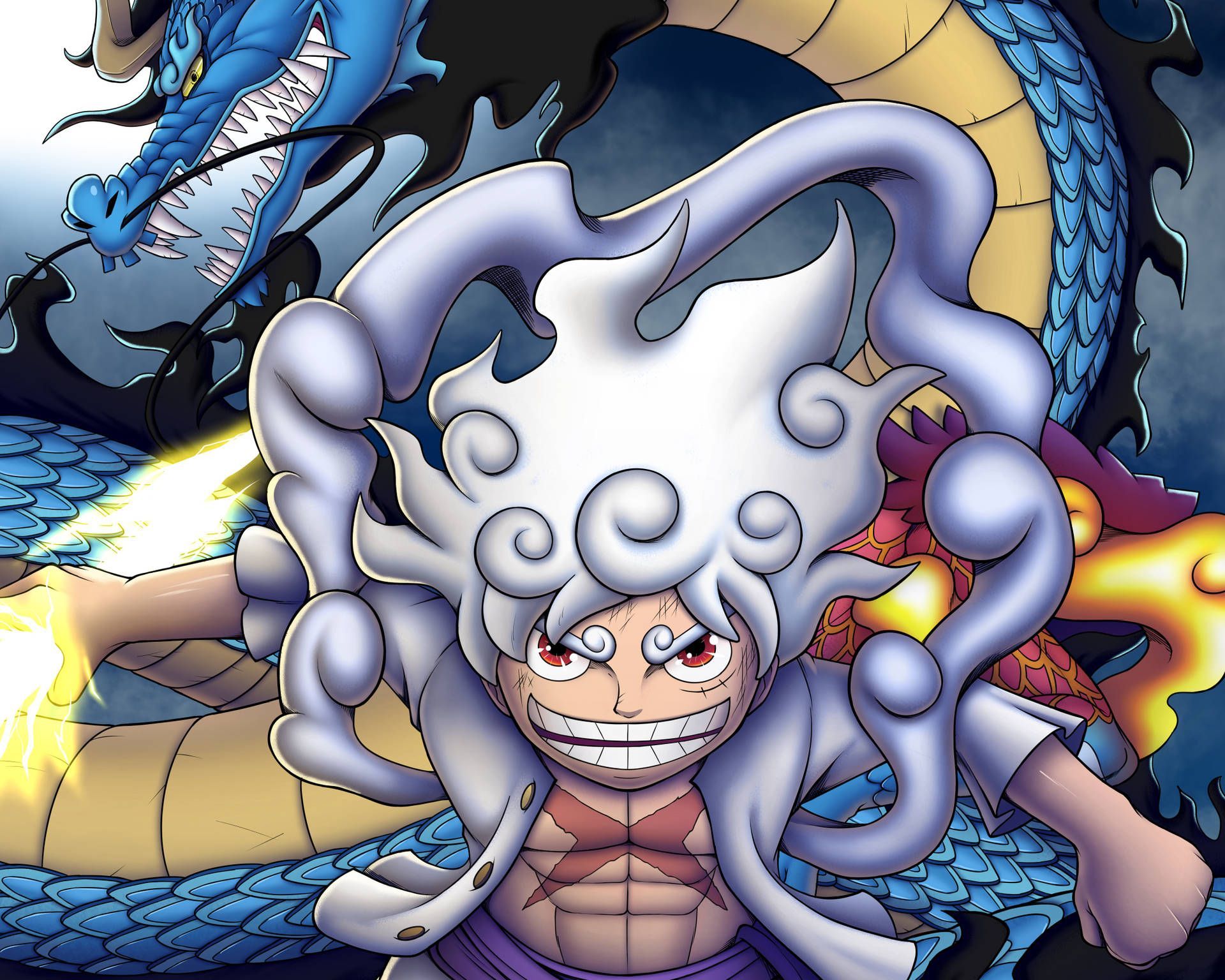 1920x1536 Sea Monster And Joy Boy Luffy Wallpaper