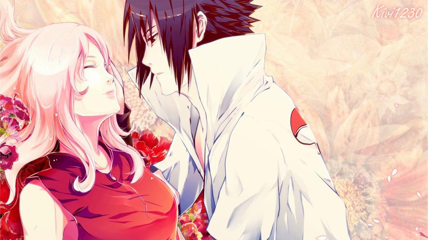 1366x768 Sasuke Love Sakura Anime Couple Wallpaper HD / Desktop