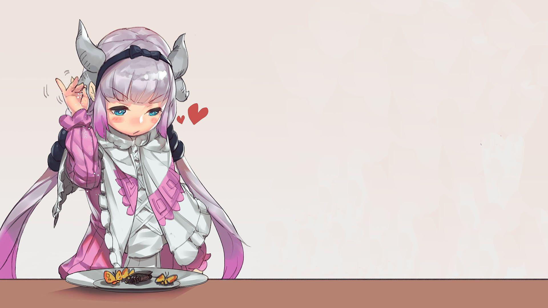1920x1080 Gray haired girl wearing white and pink dress anime