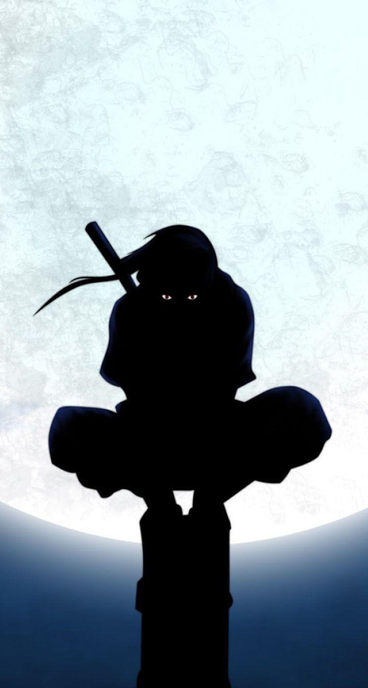 744x1392 Naruto Uchiha Itachi Silhouette - Hình nền iPhone