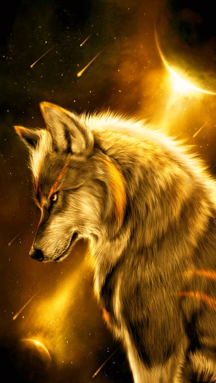 722x1280 Golden Wolf Wallpaper