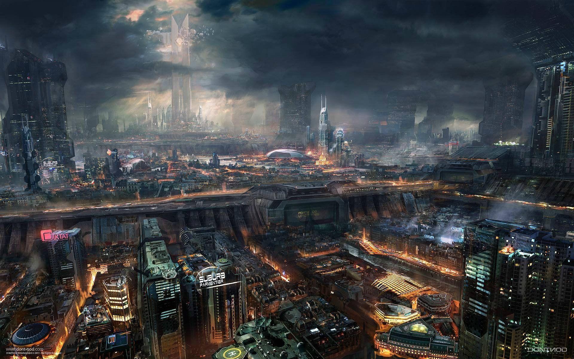 Wallpaper cyberpunk, city, buildings, art desktop wallpaper, hd image,  picture, background, 13377a