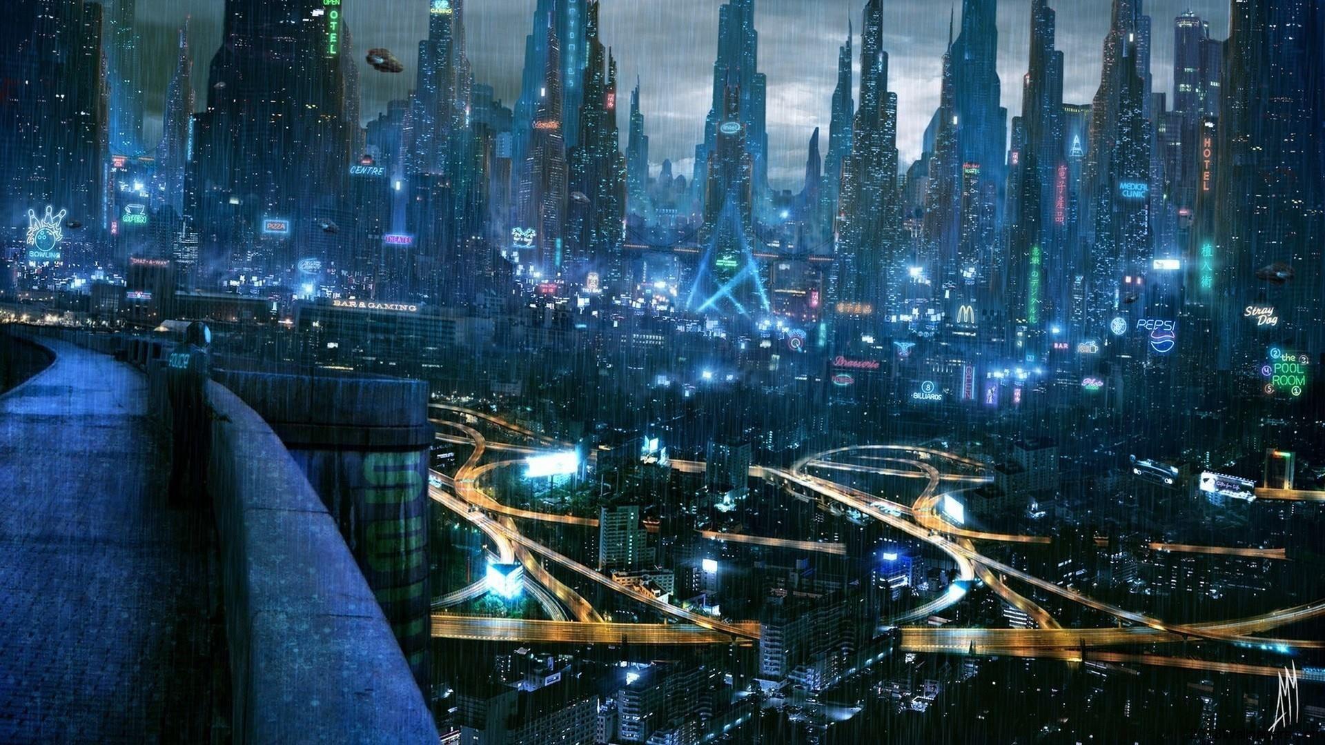 1920x1080 Cyberpunk, Thành phố tương lai, Hình nền.  Cảnh nghệ thuật Cyberpunk