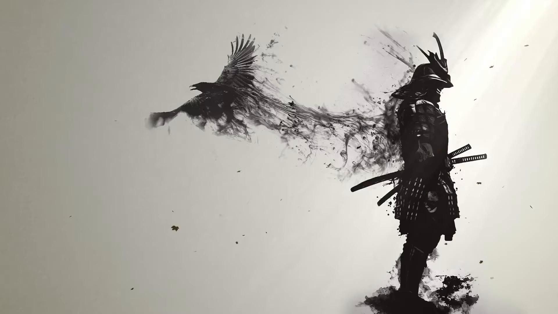 1920x1080 Black & White Samurai Live Wallpaper