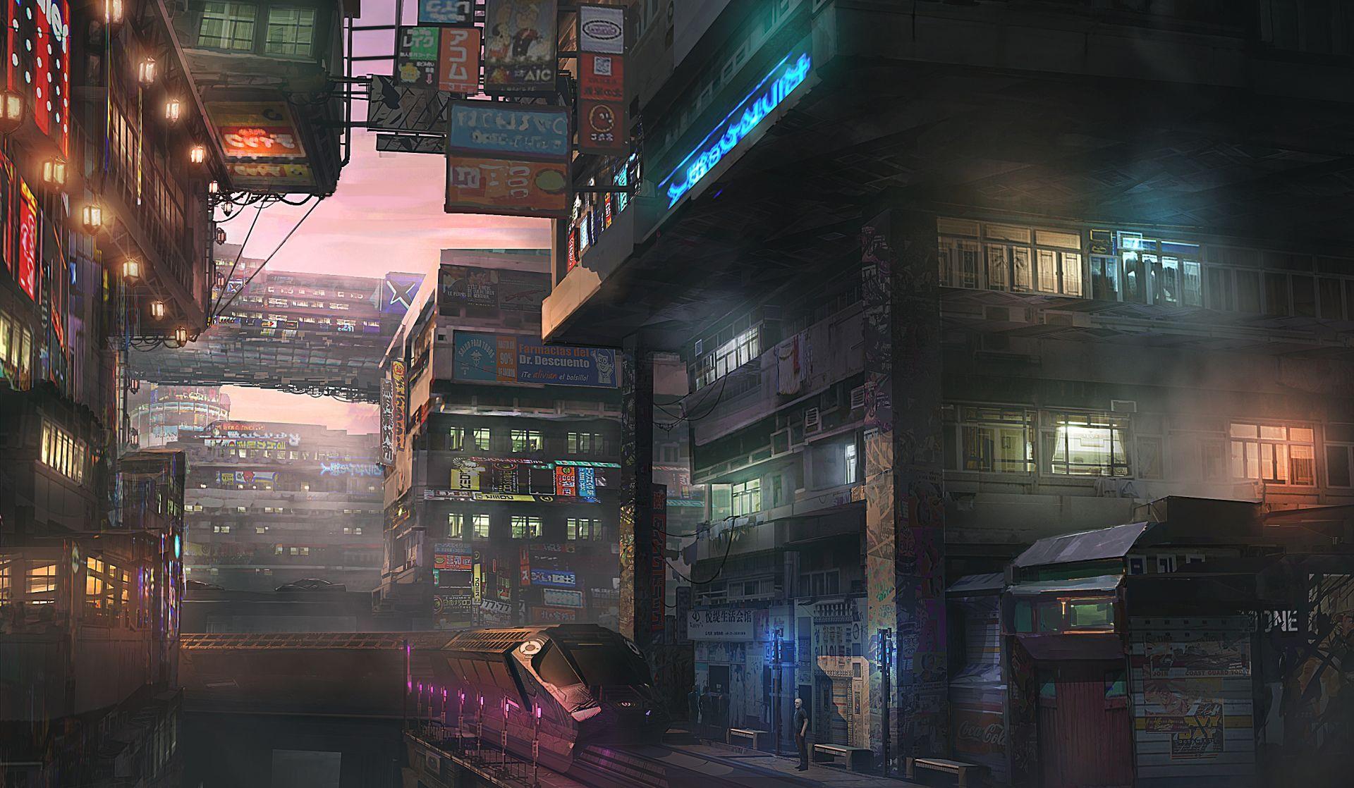 1920x1118 Sci Fi Cyberpunk City Building Train Futuristic Wallpaper.1.SF