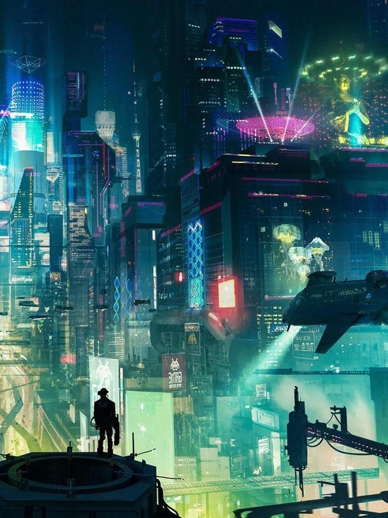 768x1024 Cyberpunk City Wallpaper. Wallpaper Studio 10. Tens of thousands