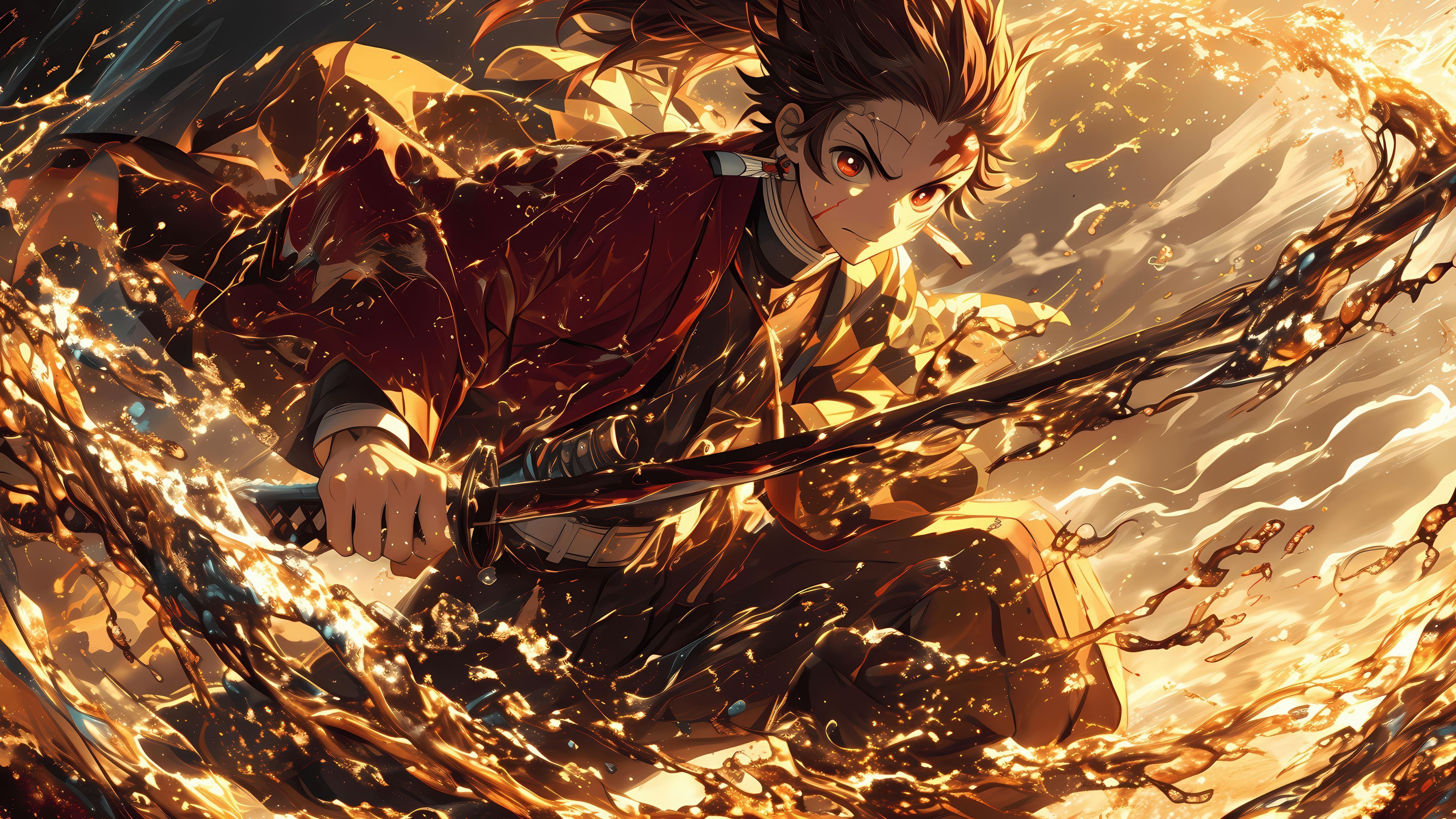 5120x2880 Tanjiro Kamado Wallpaper 4K, Action