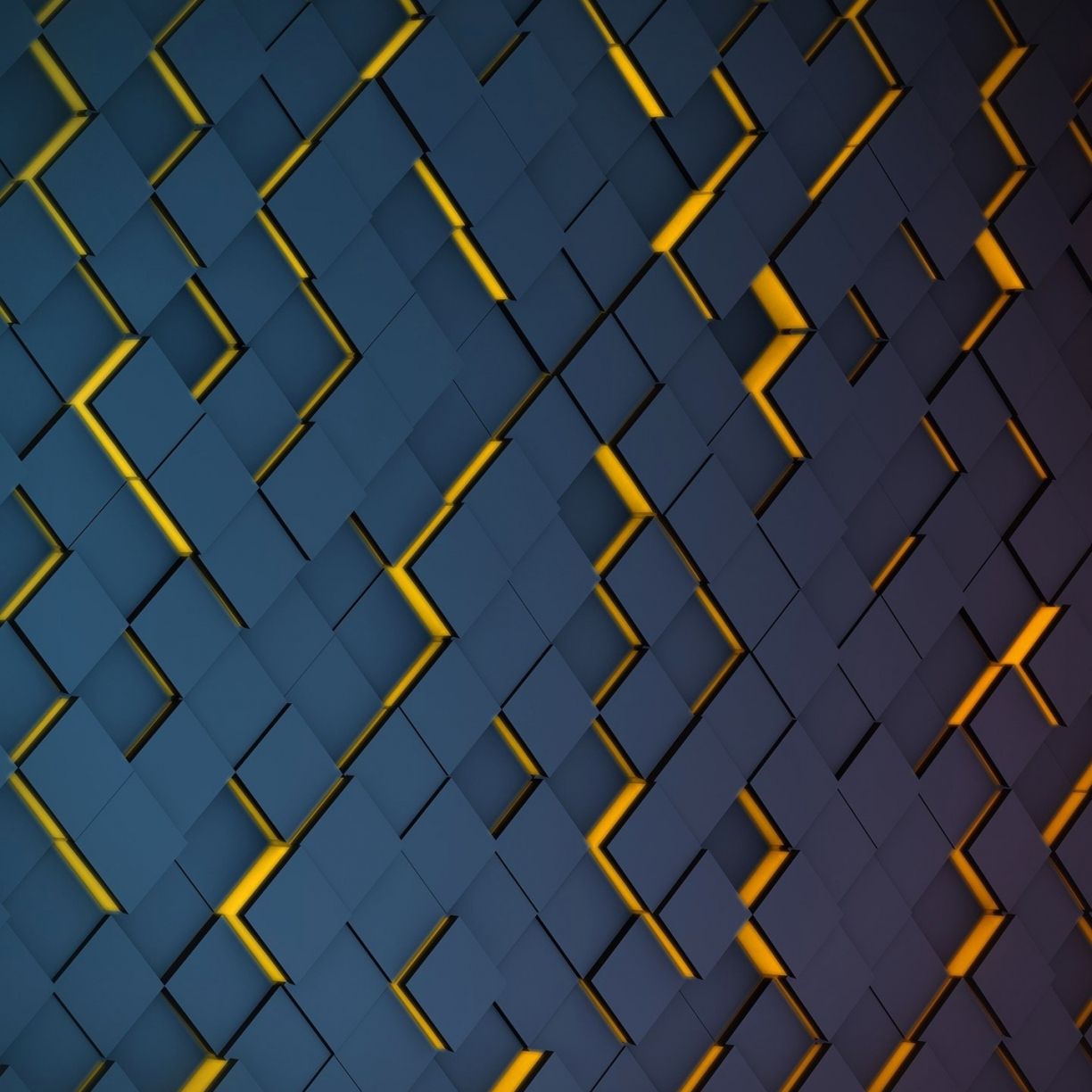 1224x1224 Wallpaper grid, black, pattern, yellow
