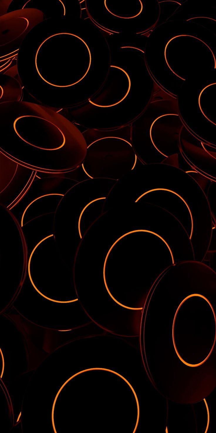 736x1472 Dark, glowing disks, dark, glow