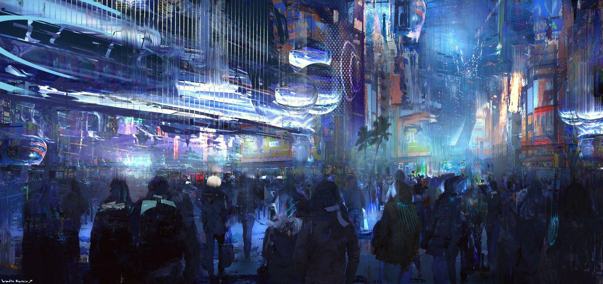 1920x904 artwork digital art city futuristic cyberpunk wallpaper and background