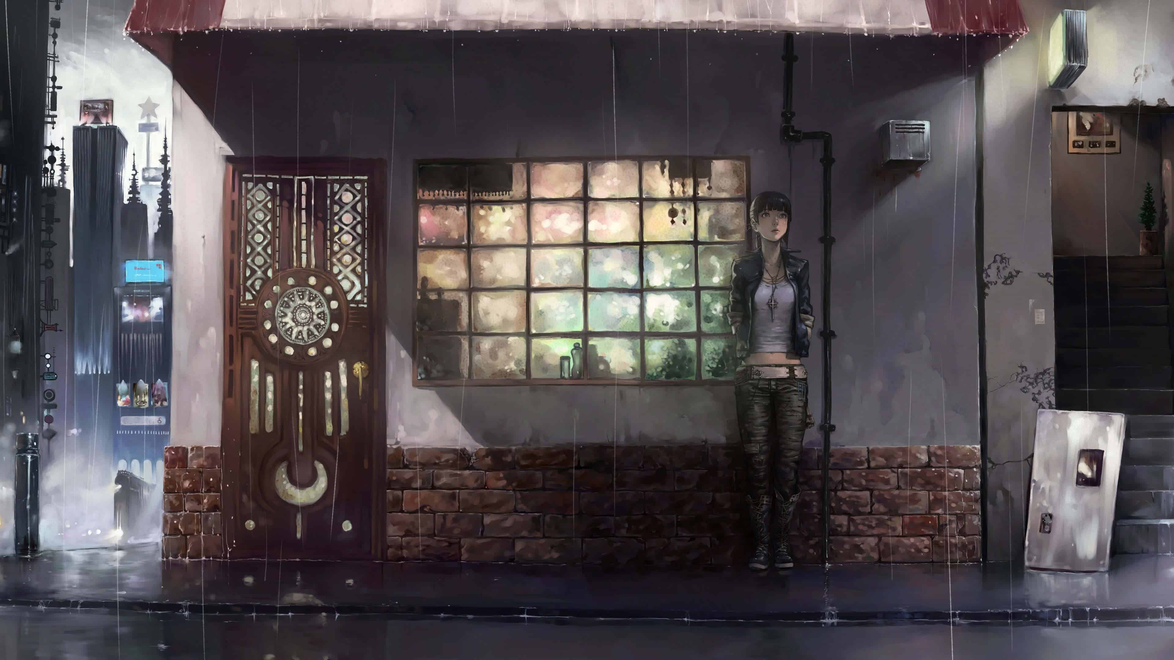 3840x2160 Tokyo Ghoul Outside Coffee Shop UHD 4K Wallpaper