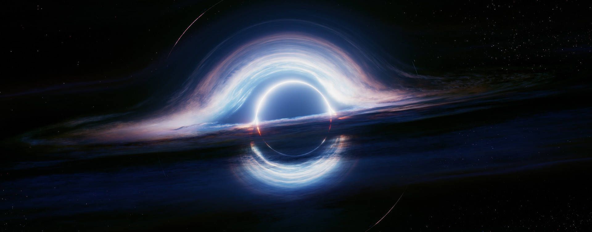 1920x752 4K Black Hole Glowing Blue Wallpaper