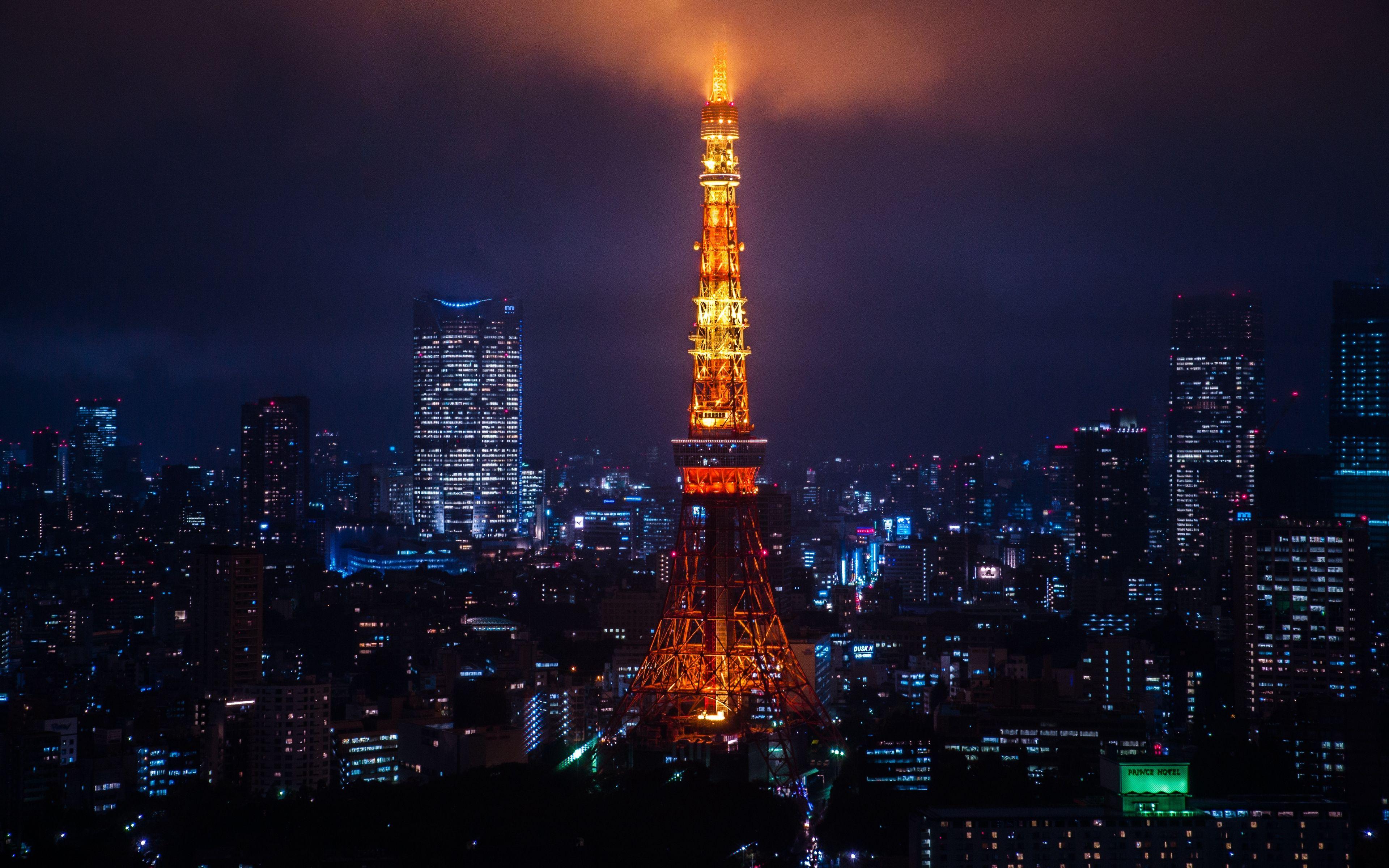 3840x2400 Download wallpaper 3840x2400 night city, city lights, tokyo