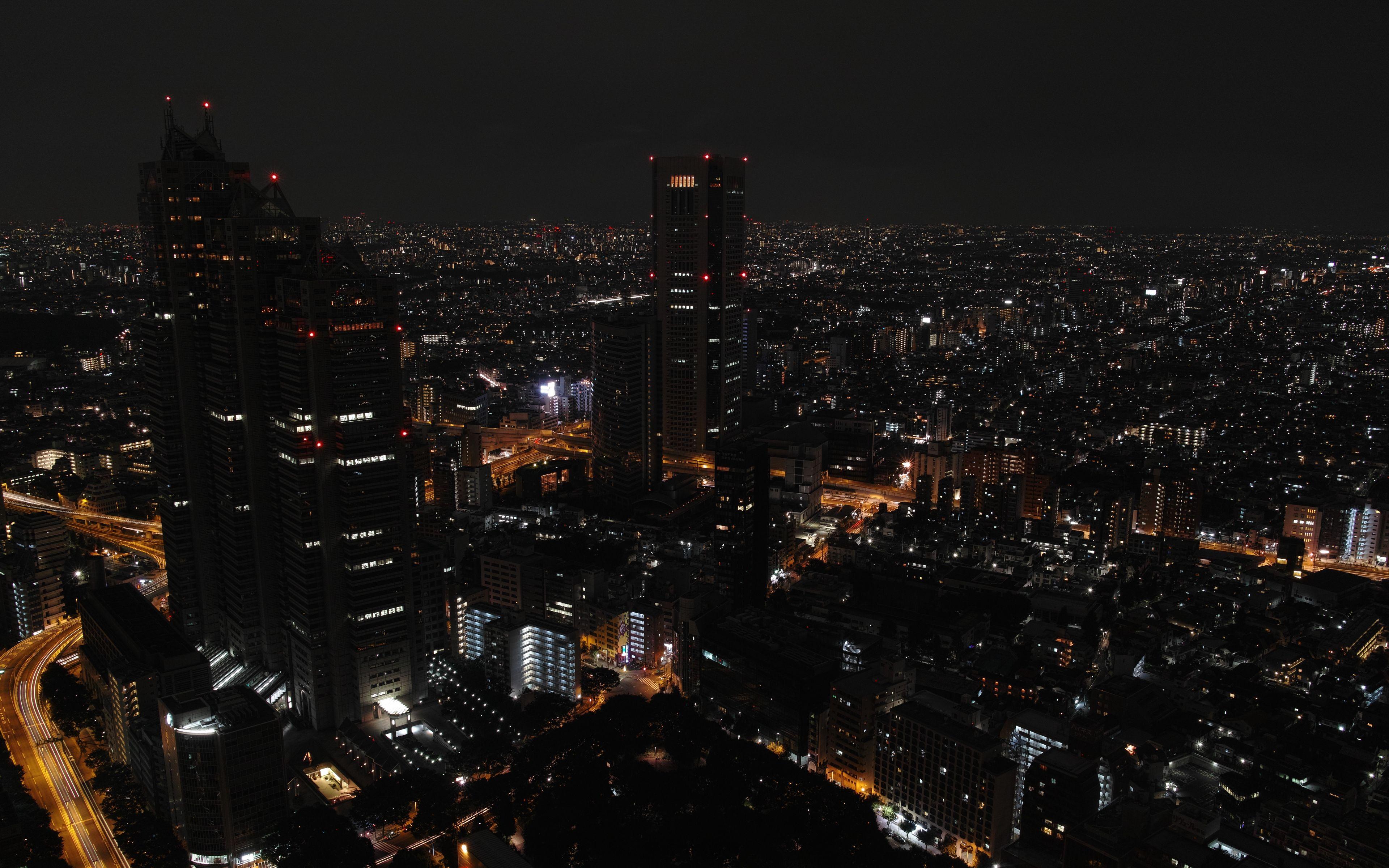 3840x2400 Download wallpaper 3840x2400 night city, skyscrapers, tokyo