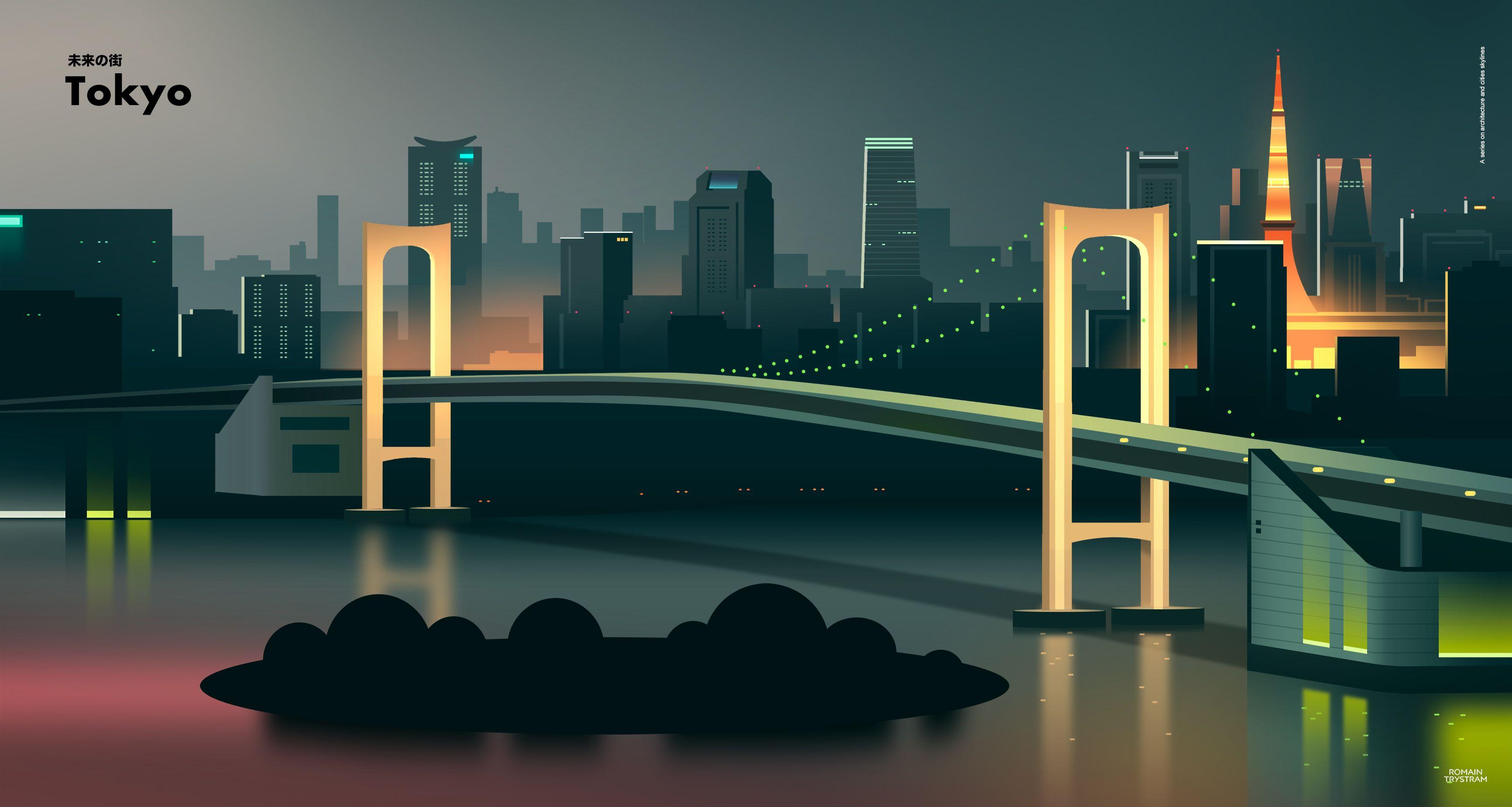 3465x1850 Tokyo City Minimalist 4k, HD Artist, 4k Wallpaper, Image