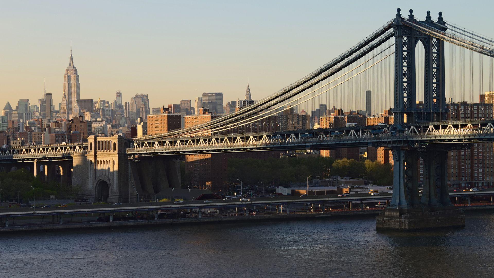 1920x1080 Manhattan Bridge New York Buildings Skyscrapers wallpaper