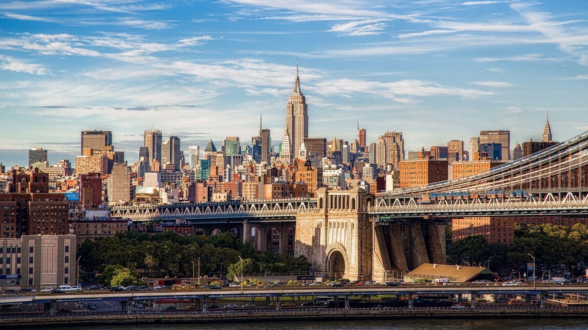 1920x1080 city, Empire State Building, New York City, Bridge