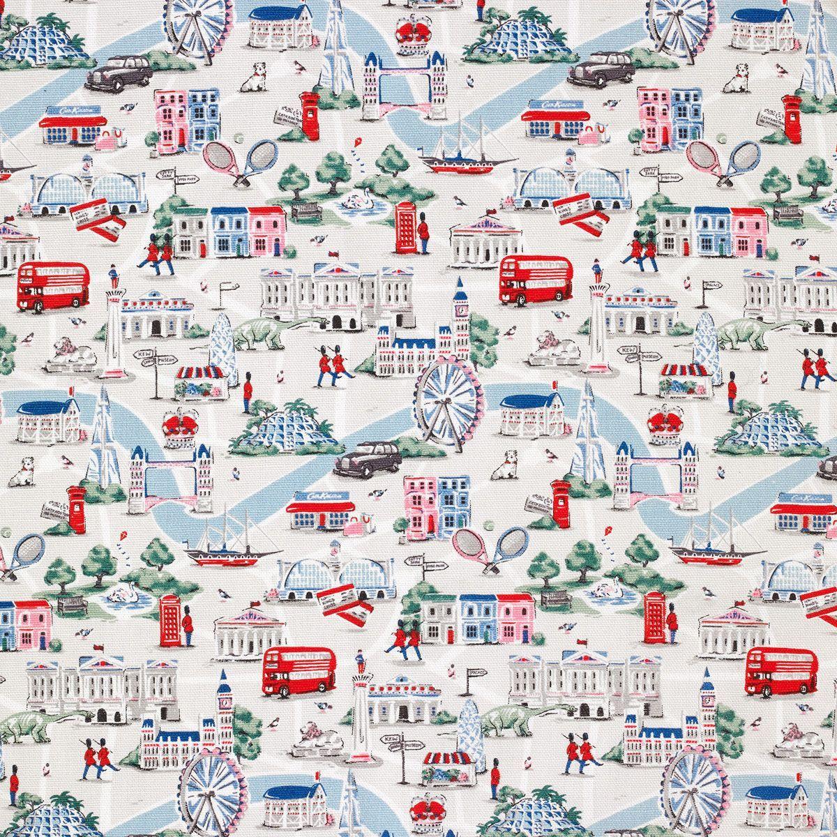 1200x1200 Small London Map Cotton Duck. Fabric and Wallpaper