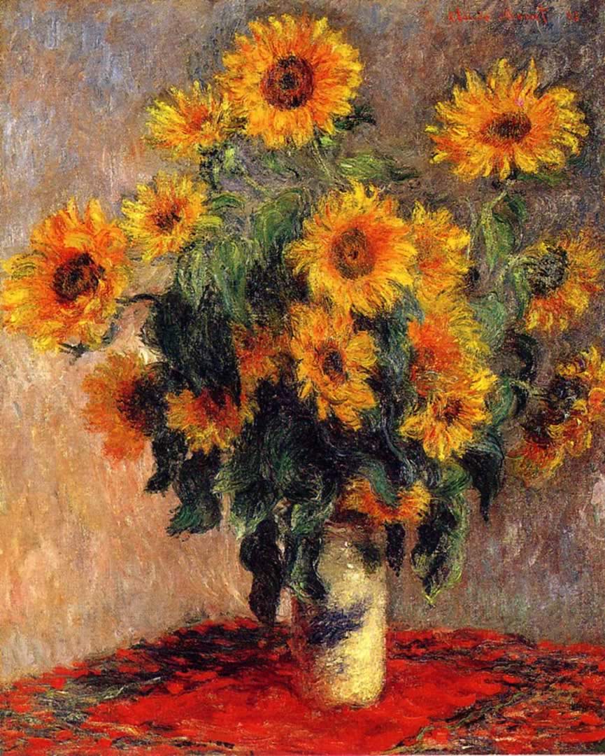 865x1080 Bouquet Of Sunflowers Monet Wallpaper Image