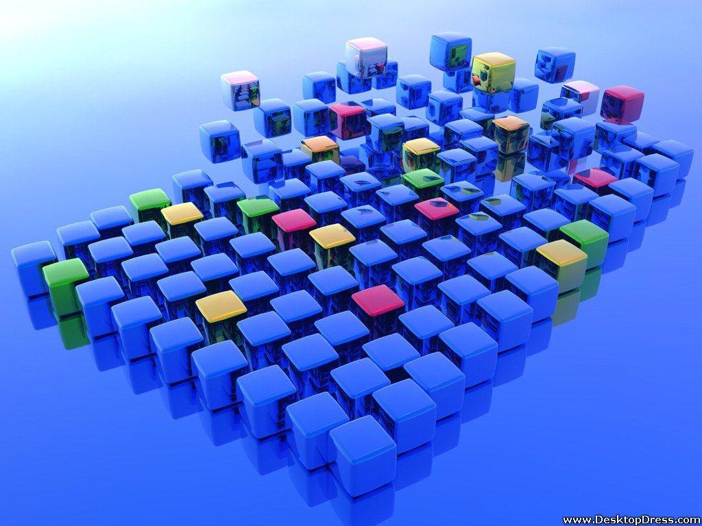 1024x768 Hình nền máy tính để bàn Nền 3D Nhiều hình khối màu xanh