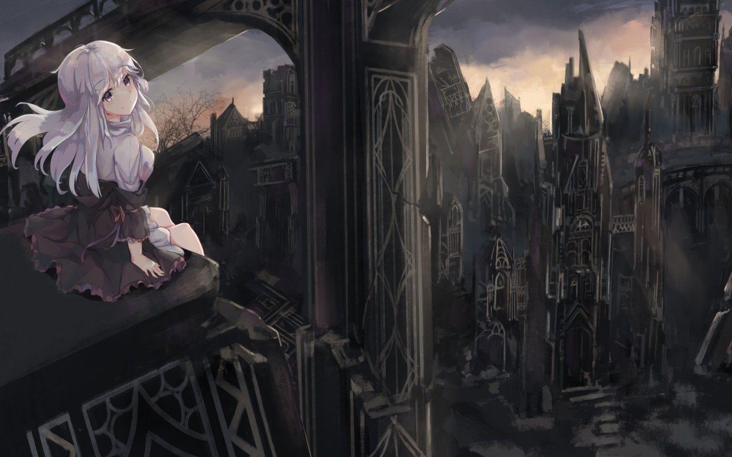 1440x900 Download 1440x900 Gothic Anime Girl, Dark World, White Hair