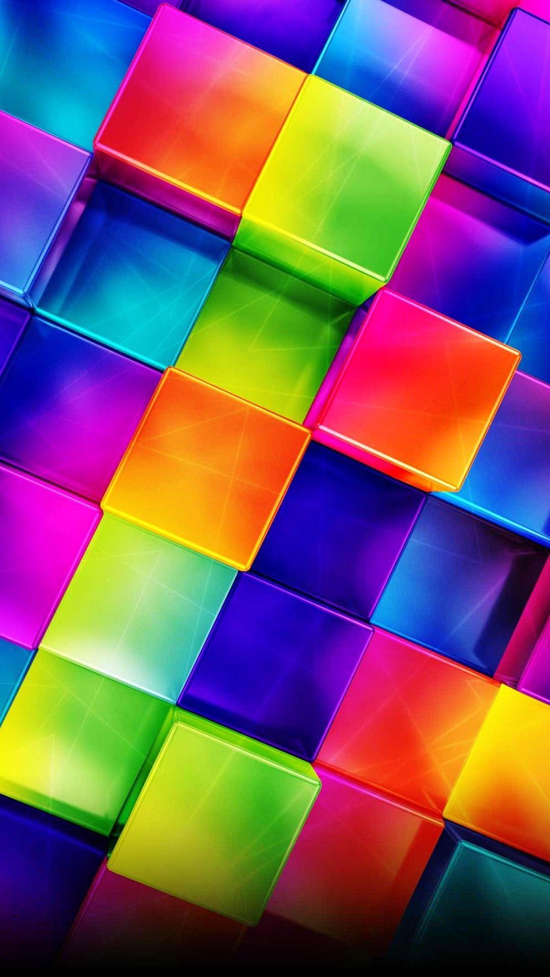 1080x1920 3D Colorful Geometric Wallpaper
