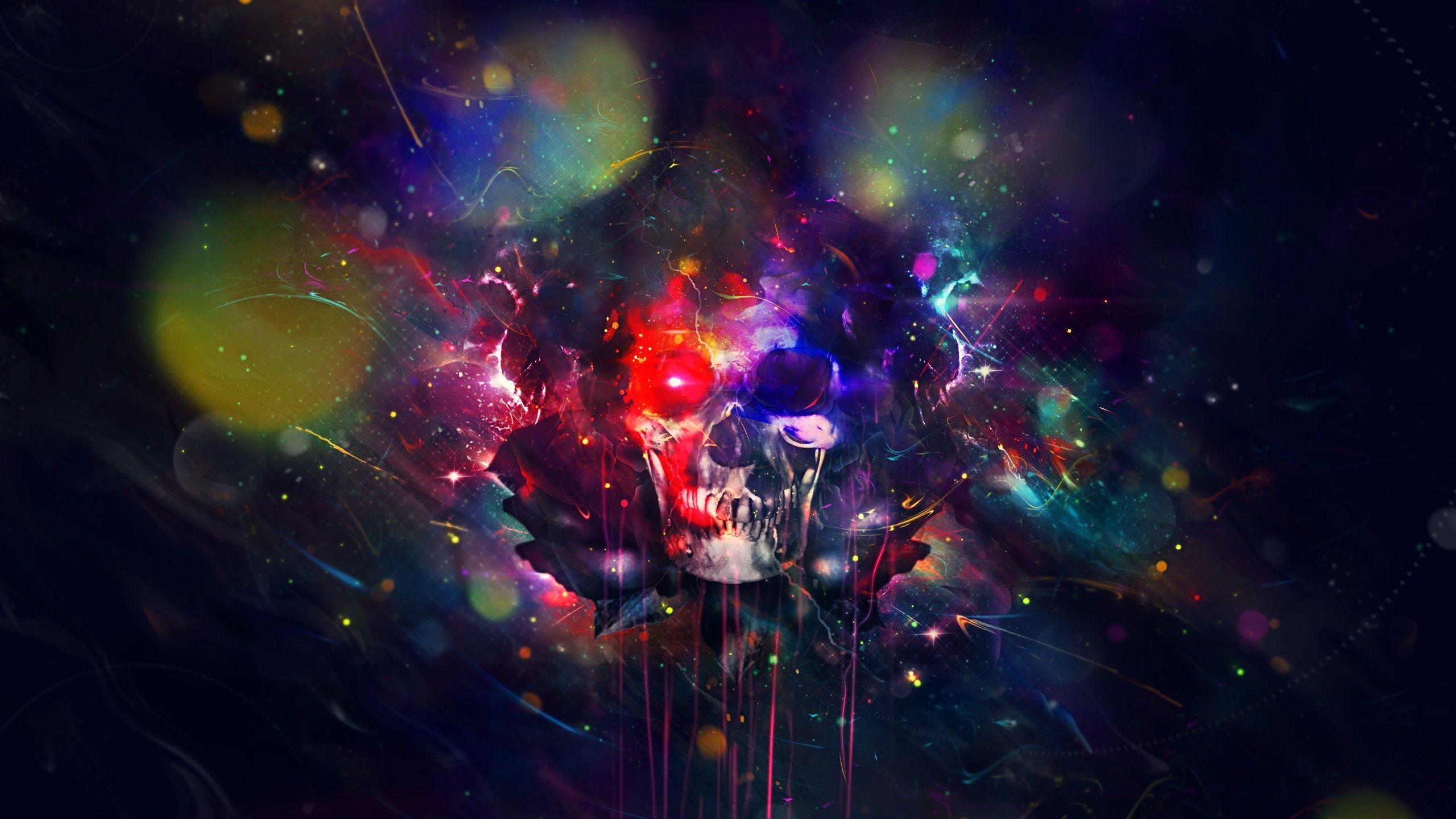 2560x1440 skull colorful artwork digital art fantasy art