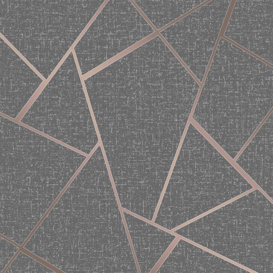 Hình nền hình học thạch anh 950x950 Quartz Fractal Charcoal / Copper