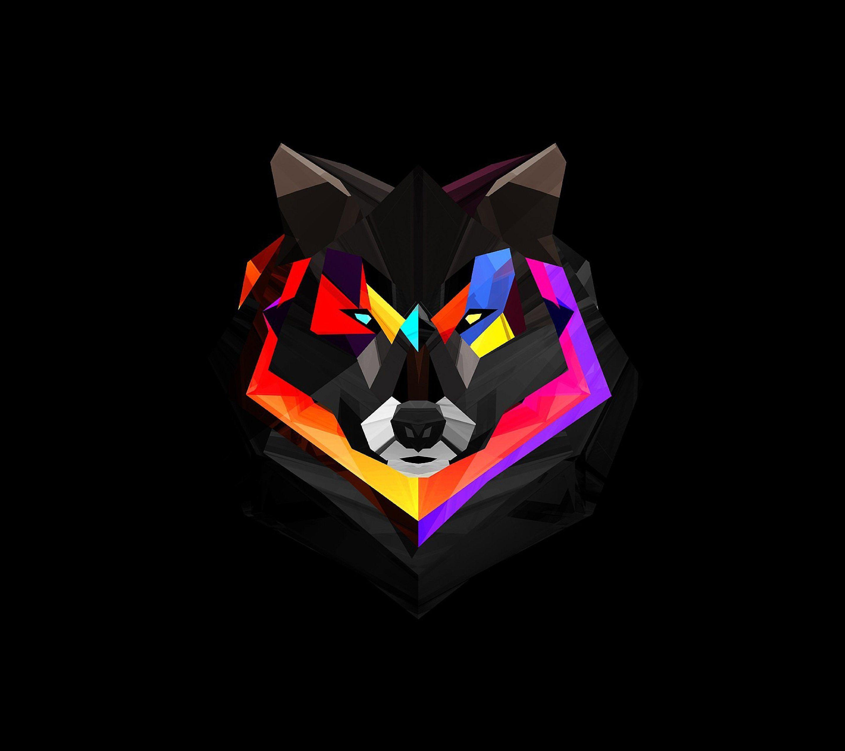 2880x2560 Geometric Wolf HD wallpaper