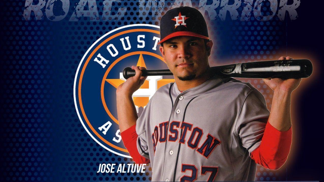 Jose Altuve, Houston Astros, MLB, Venezuelan baseball player, portrait,  orange stone background, HD wallpaper