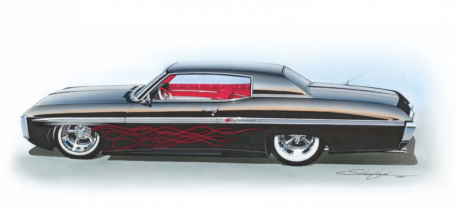 1490x700 Chevy hot rod impala lowrider classic muscle cars wallpaper
