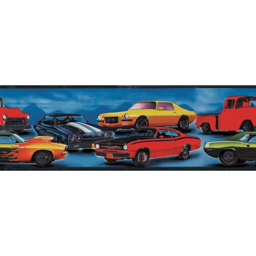 900x900 Shop Allen + Roth 6 7 8 Blue Hot Rod Cars Prepasted Wallpaper